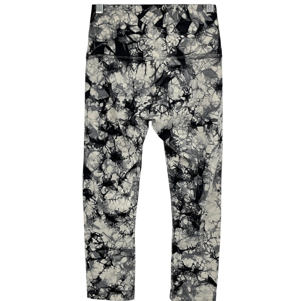 Lululemon Wunder Under Crop Hi-Rise 21" Dual Shibori White Baltic Grey Size 4